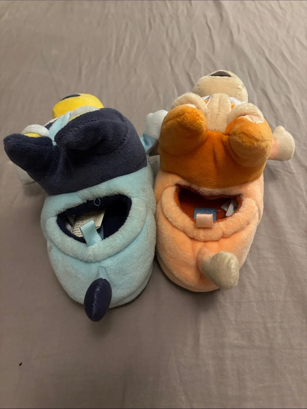 Plush Blue and Orange Kids Slippers
